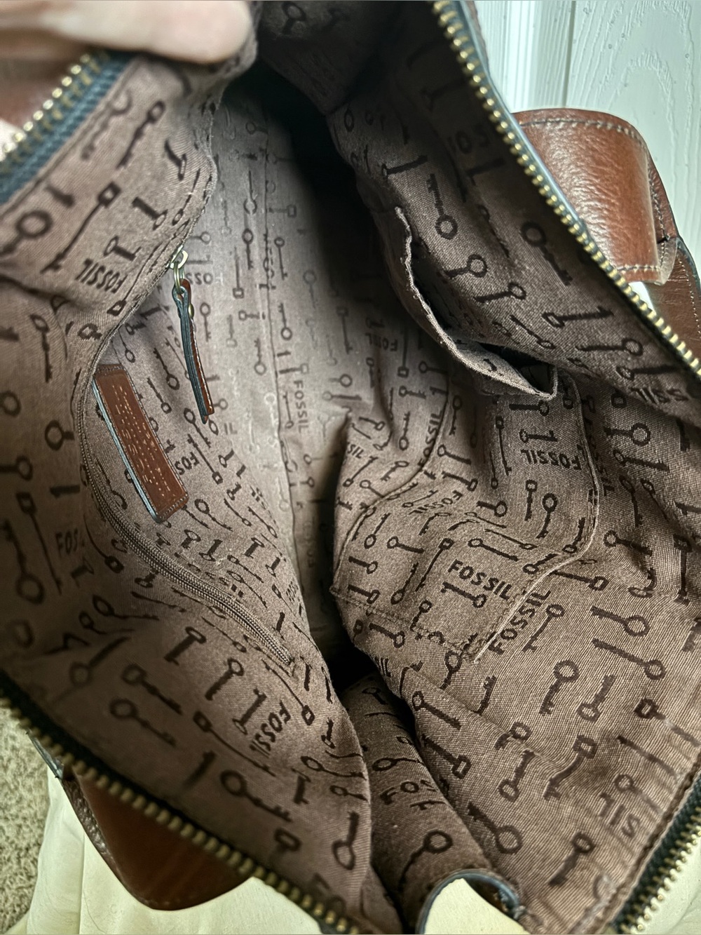 Fossil Large Canvas and Leather Satchel - Picture 12 of 14